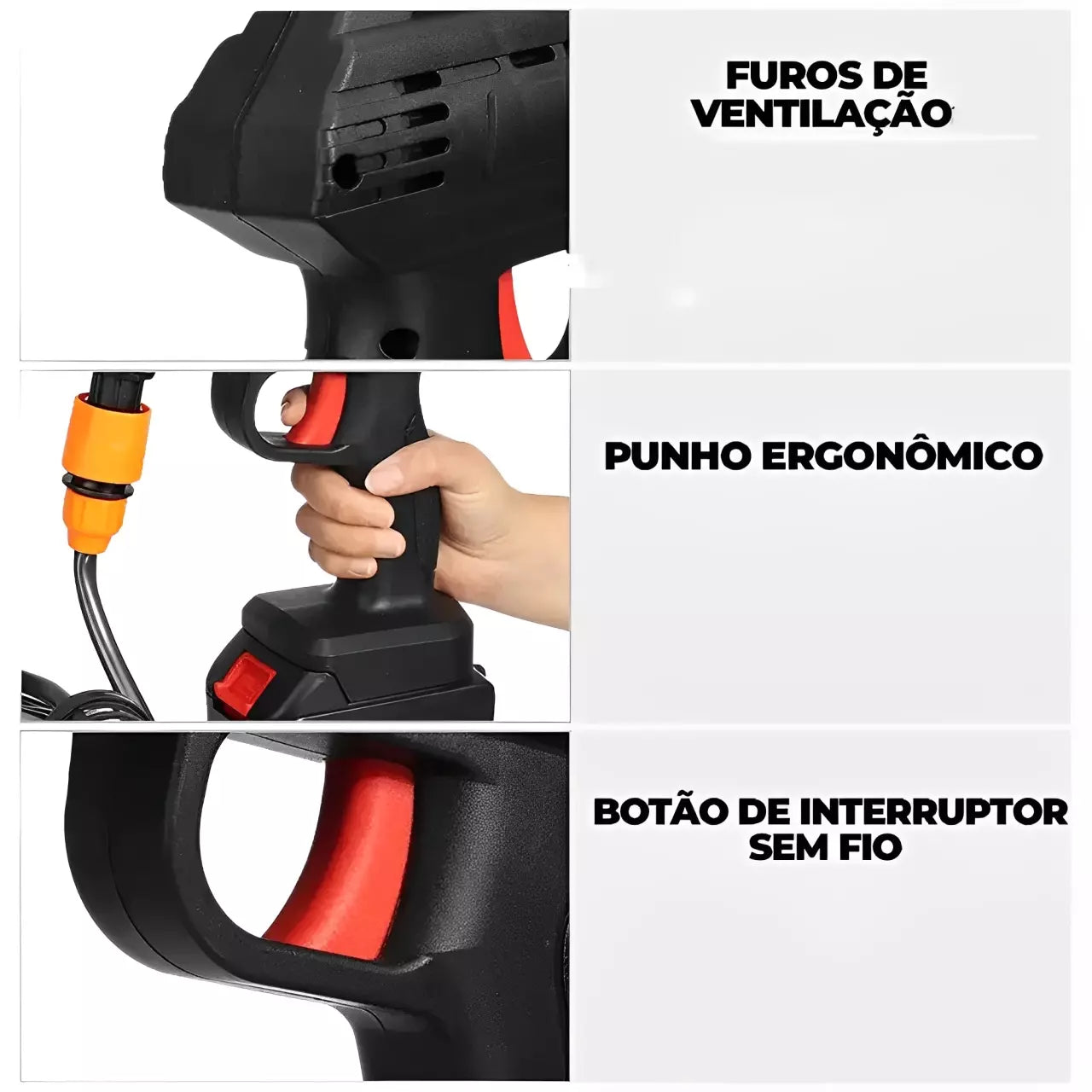 LAVADORA PORTÁTIL DE ALTA PRESSÃO Mangueira de 5m + Bateria Recarregável - Imagem 2